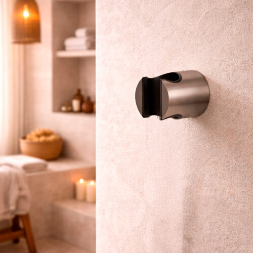 Attache murale pour douchette en acier inox 316L couleur canna fucile robuste