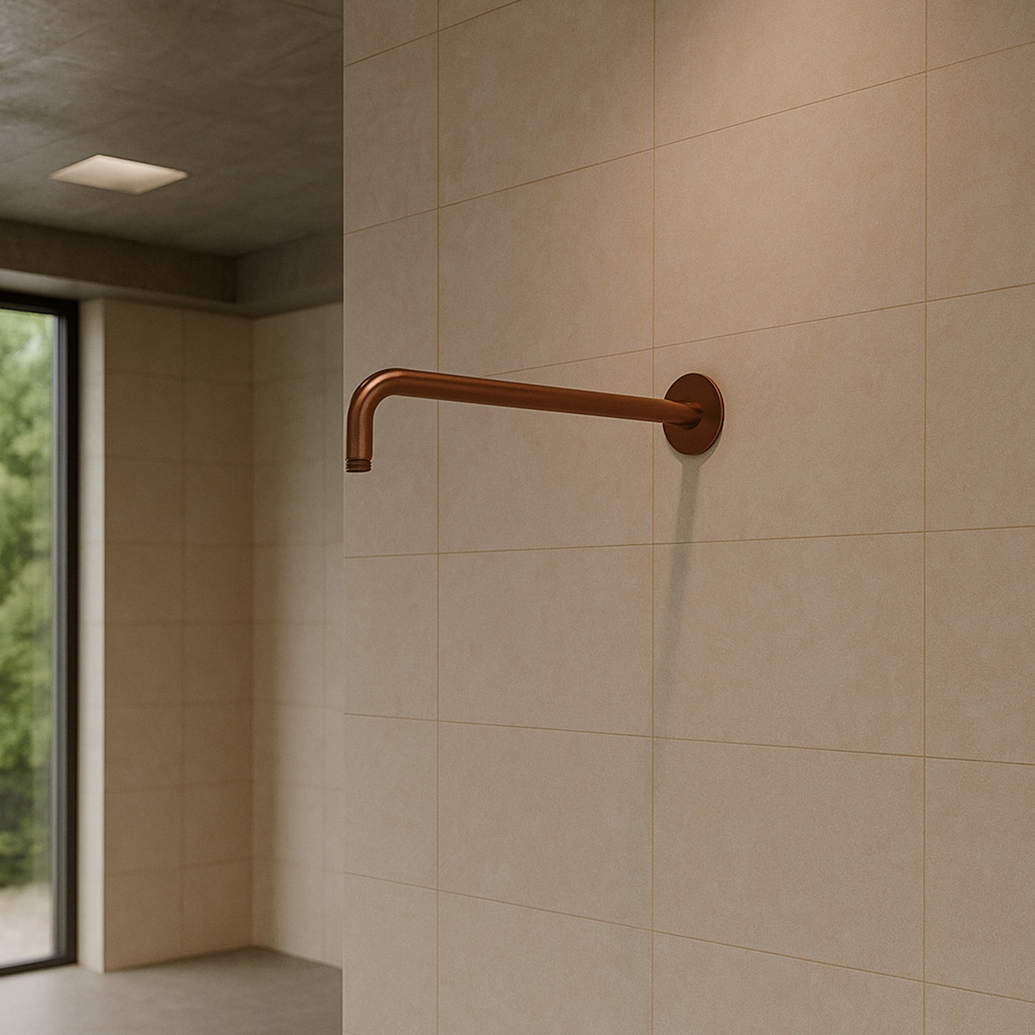 Bras de douche mural en acier inoxydable 316L finition or rose resistant