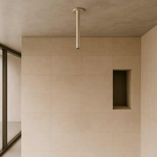 Support de douche plafond court en inox 316L hauteur 12 cm design compact