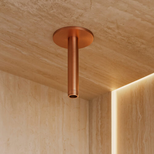 Bras de douche court en acier inox 316L finition PVP or rose 12 cm