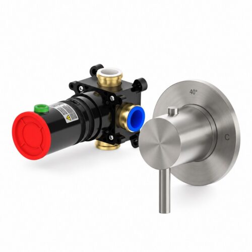Commande de mitigeur thermostatique mural encastre noire en inox 316L