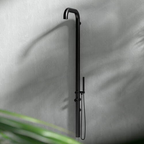 Douche Deau Chaude Et Froide Exterieure Sined Chia Wall Inox Black