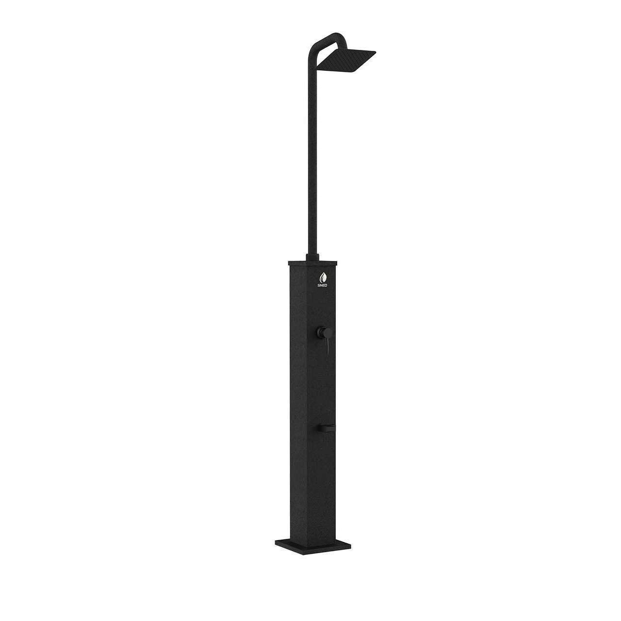 Douche solaire noire en aluminium 26 L pommeau 22 cm mitigeur lavepieds – Image 2