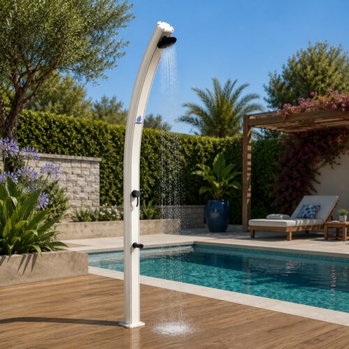 Douche Solaire Et Lavepieds En Aluminium Blanc Sined Shower Emi White