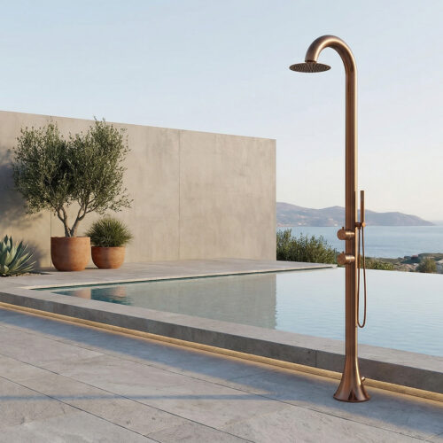 Shower Pool SINED Luna D Rose Gold Acier inoxydable nautique Douche a main Eau chaude et froide