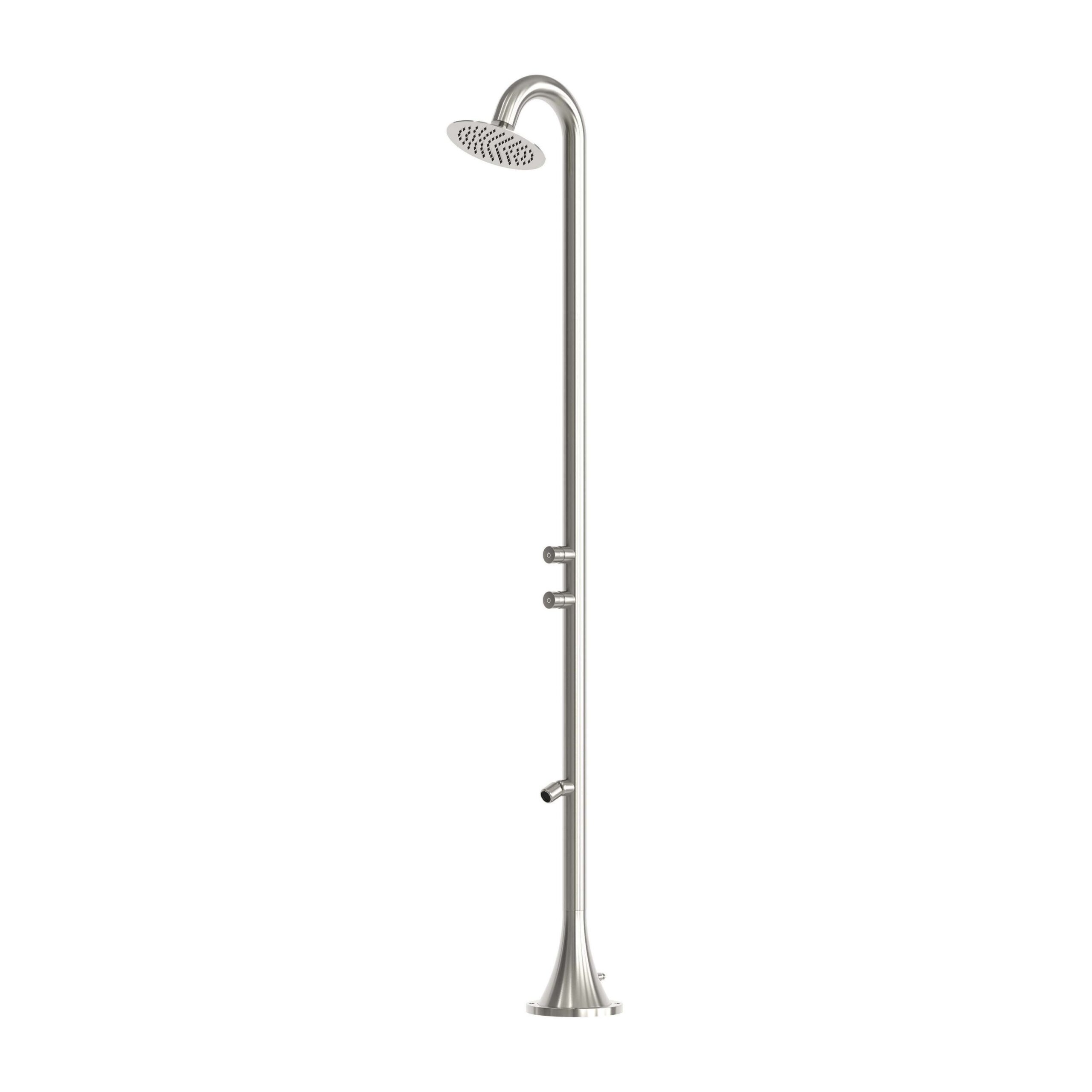 Douche inox 316L satinee a double bouton temporise pour exterieurs et jardins – Image 2