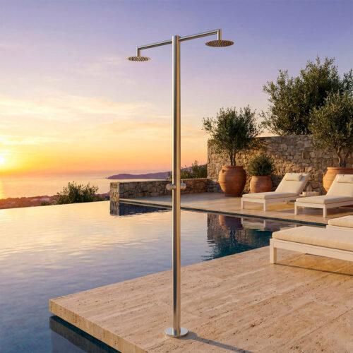 Exterieur Eau Froide 2 Pommeaux De Douche Douche Isolee Inox Ortro