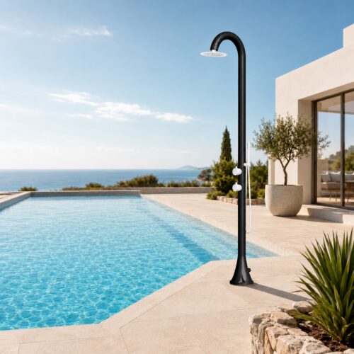 Douche exterieure bianco et noir en acier inox 316L nautique