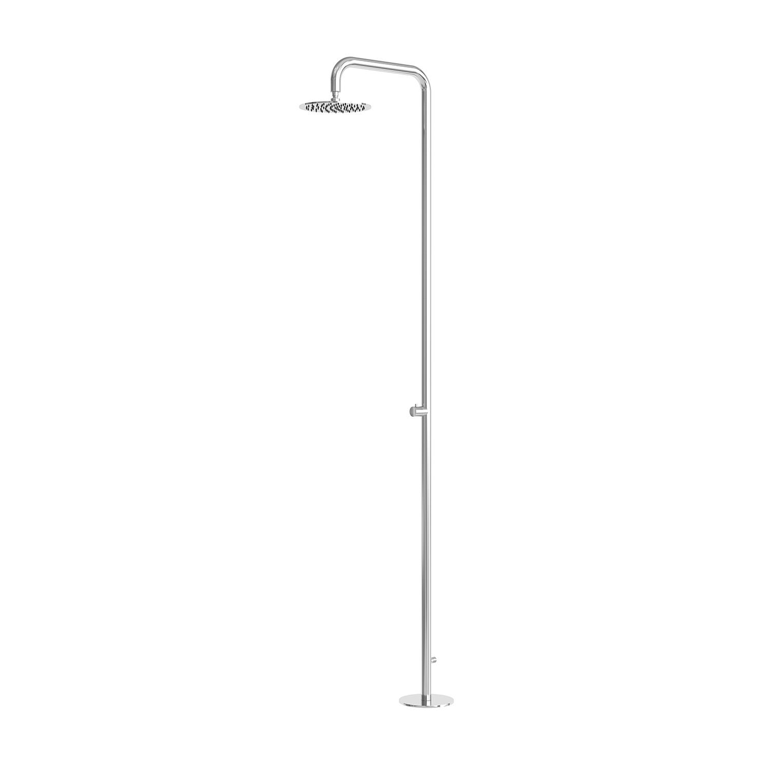 Douche exterieure en acier inox 316 satinee fixation au sol douchette Ø 25 cm – Image 2