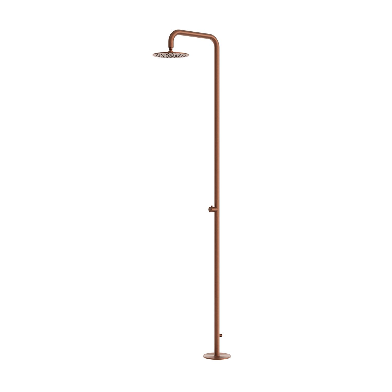 Douche exterieure acier inox 316L or rose robinet fixation sol Ø 25 cm – Image 2