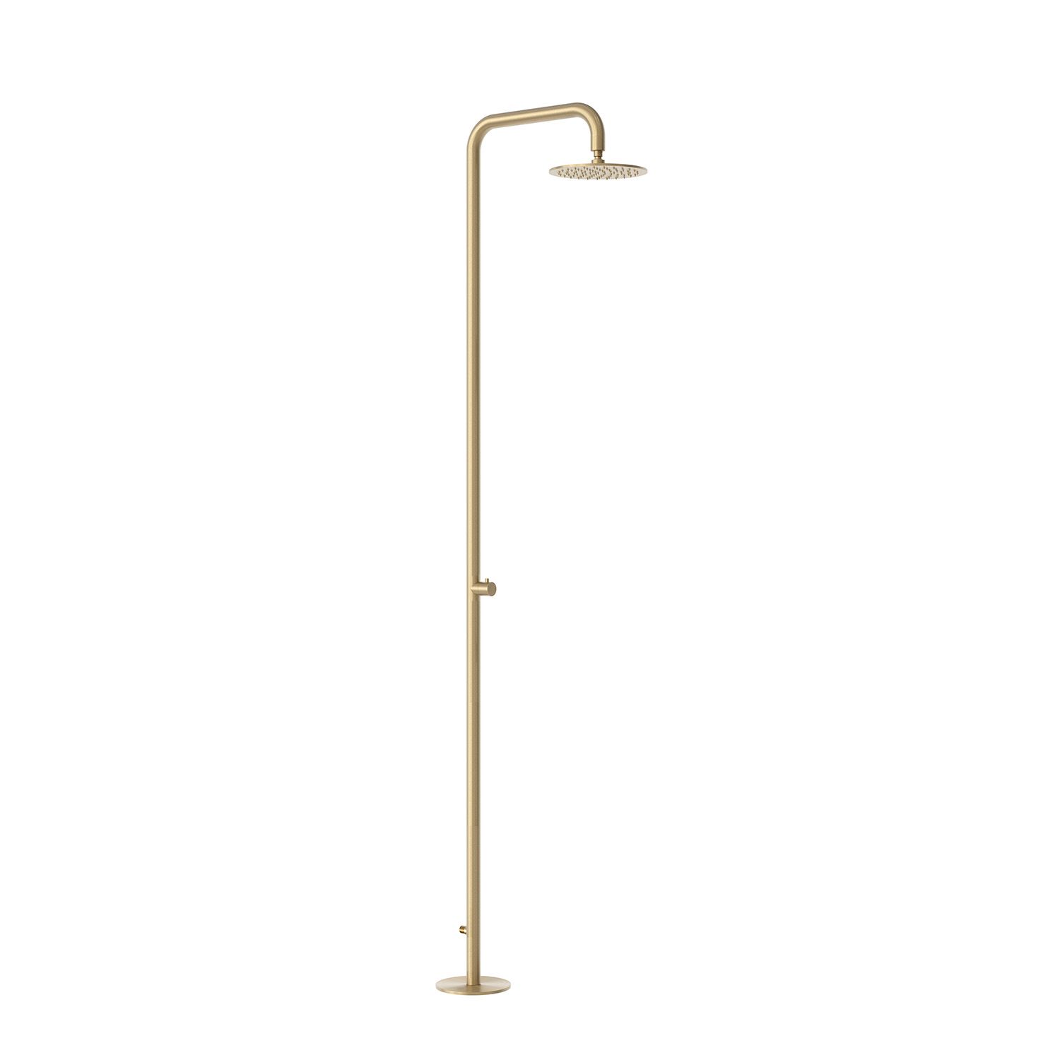 Douche exterieure acier inox 316L finition or PVD avec robinet et fixation sol – Image 2