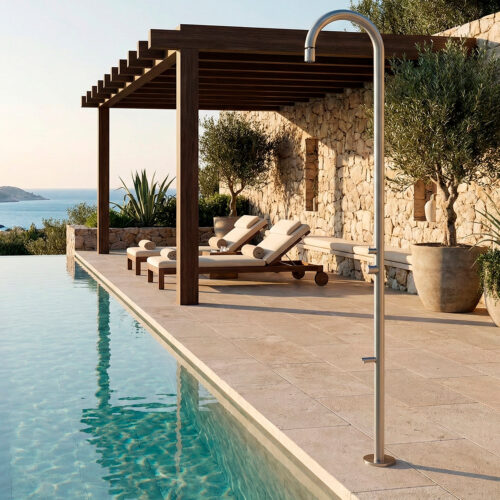 Douche en acier inox 316L finition canna fucile resistance et durabilite garanties