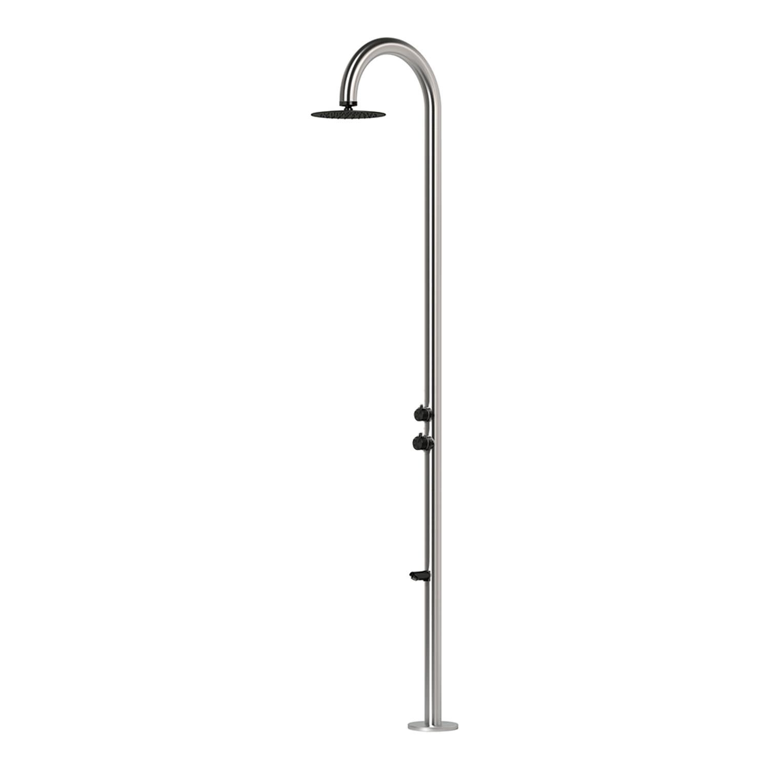 Douche inox AISI 316L noire avec mitigeur pommeau 25 cm et lavepieds – Image 2