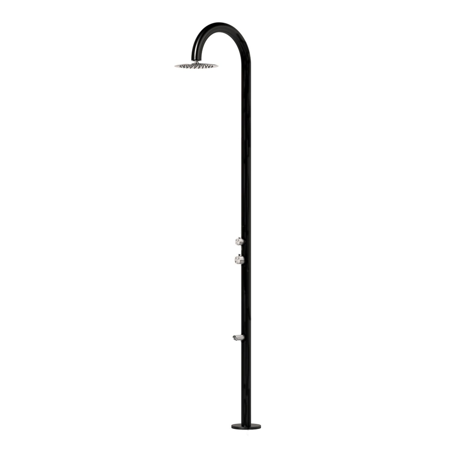 Douche noire inox AISI 316L avec mitigeur et lavapieds interieur et exterieur – Image 2
