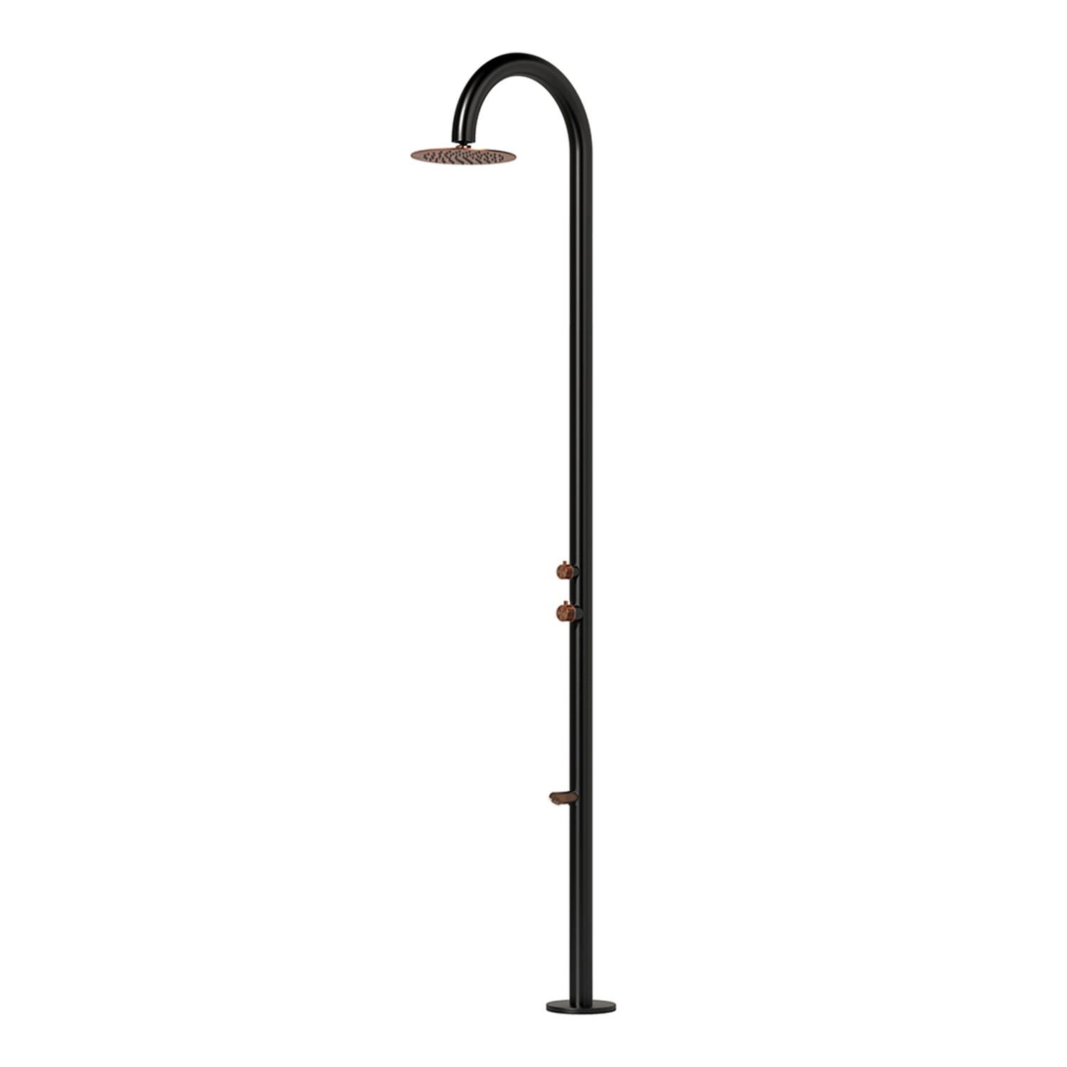 Douche noire et or rose en acier inox 316L avec mitigeur et lavepieds piscine – Image 2