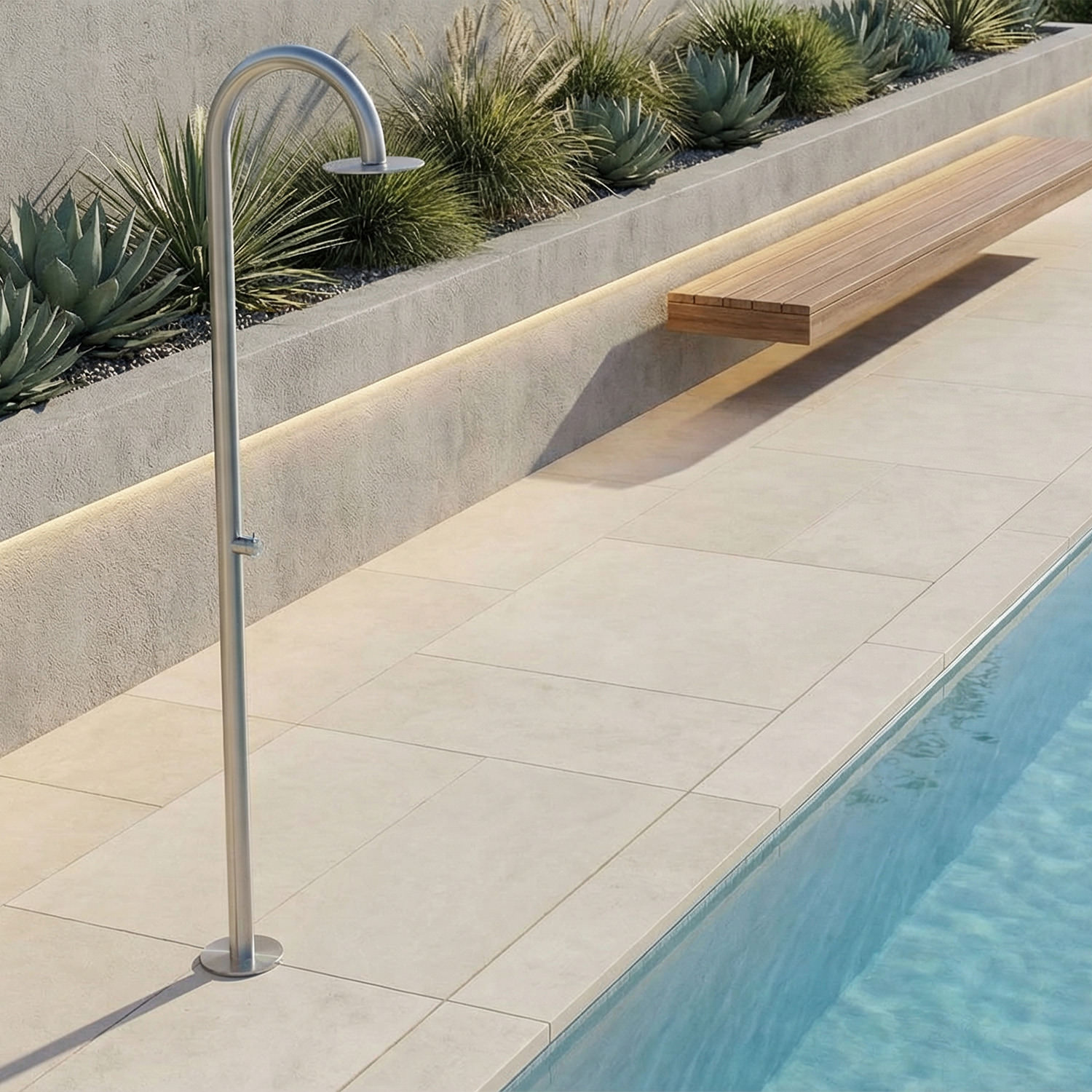 Douches de piscine en inox uniquement eau froide