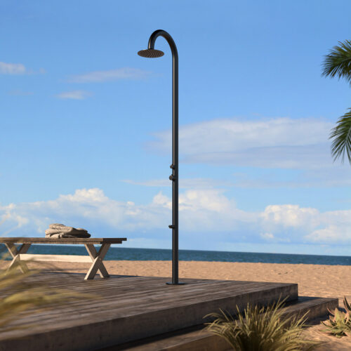 Douche De Piscine Courbe En Acier Inoxydable 316l Noir Doccia Palau
