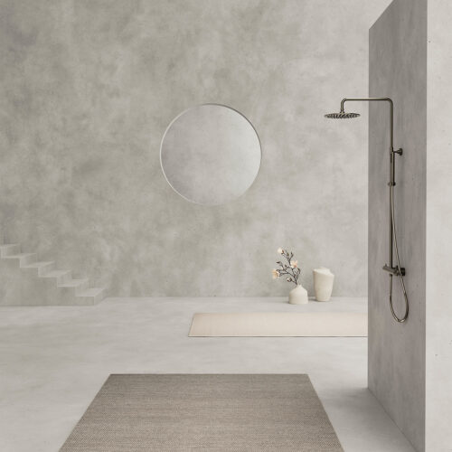 Paroi de douche en acier inox 316L finition PVD avec mitigeur thermostatique