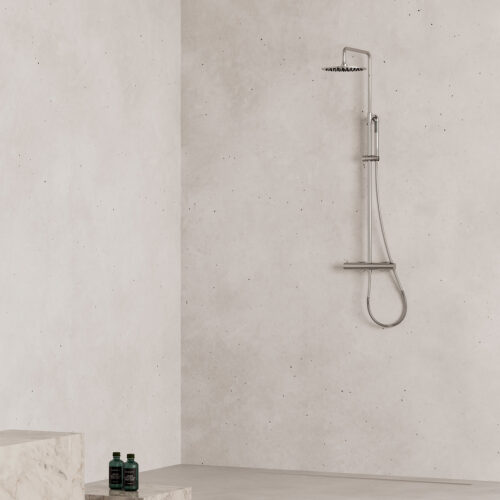 Douche thermosta tique en acier inoxydable 316L finition inox satinee murale