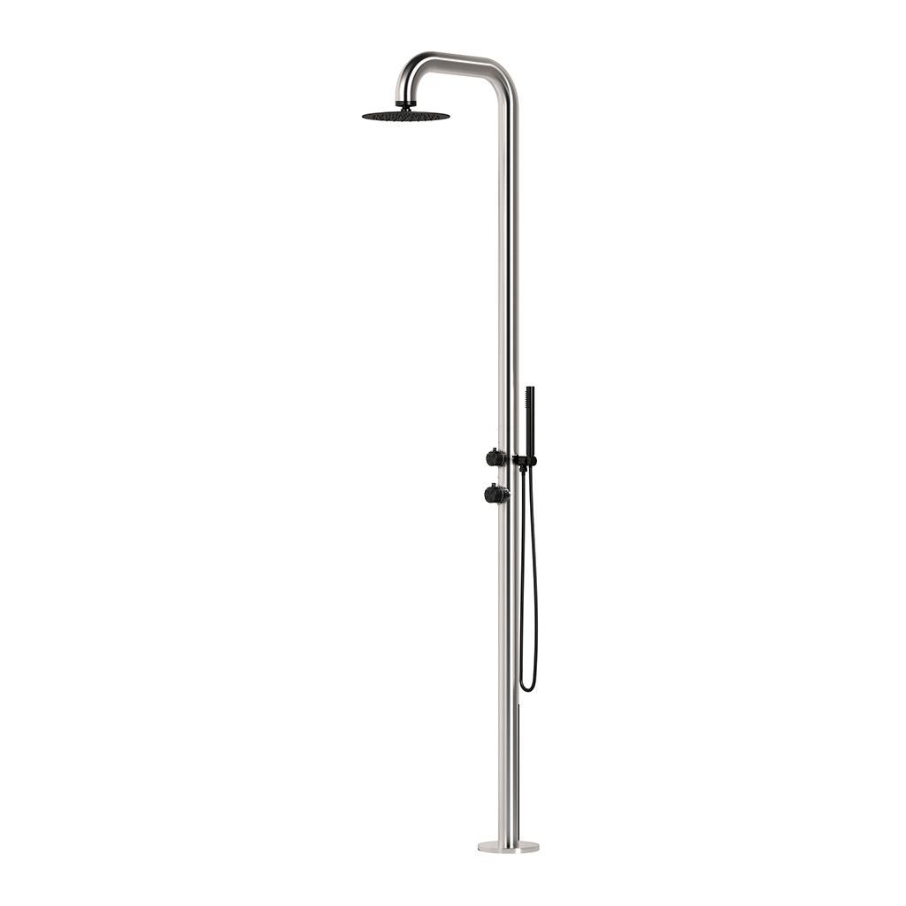 Douche de jardin inox noir AISI 316L mitigeur eau chaude froide h 230 cm – Image 2