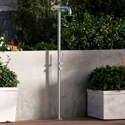 Douche De Jardin Courbe En Acier Inoxydable Satine Sined Doccia Pula