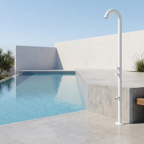 Douche Quartu a eau froide double TMP blanche