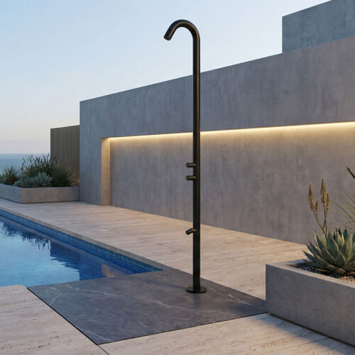 Douche noire en inox 316L double sortie design robuste et e233 le233 gant
