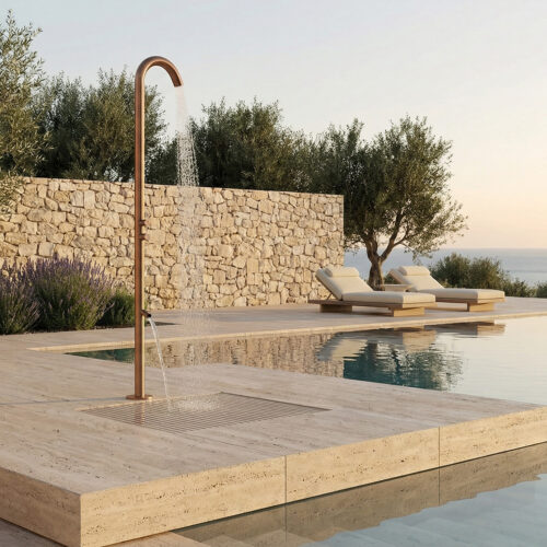 Douche en acier inox 316L or rose