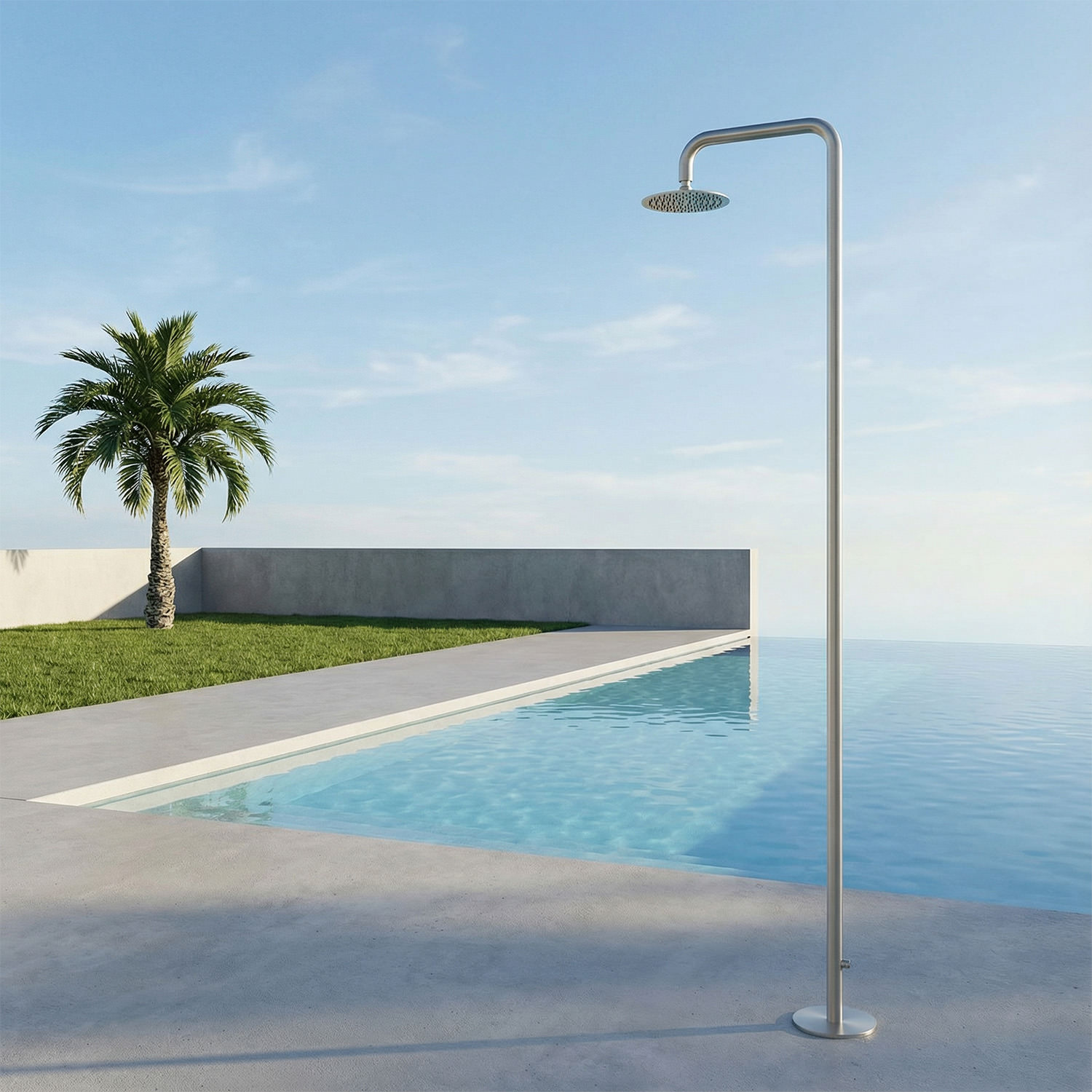 Douche exterieure inox satinee AISI 316L eau froide pomme Ø25 cm