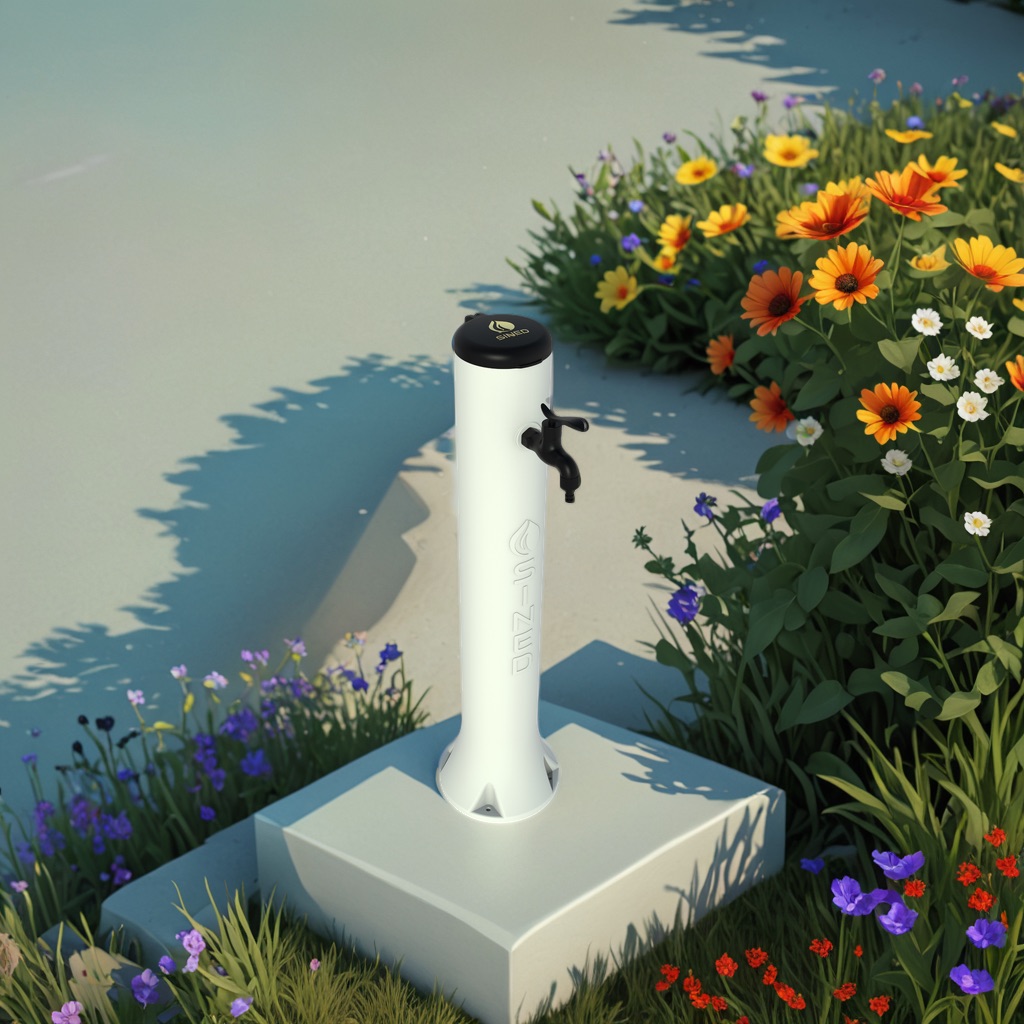 Fontaine blanche de jardin en polyethylene HD Ø15 × 100 cm antiUV – Image 7