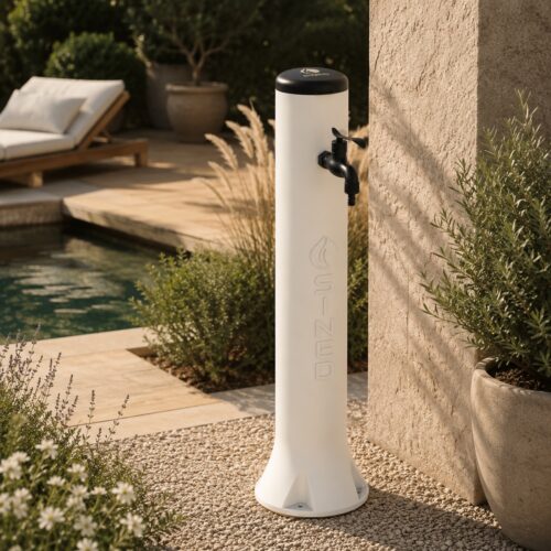 Fontaine blanche de jardin en polyethylene HD Ø15 × 100 cm antiUV