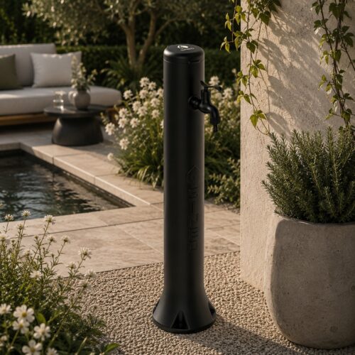 Fontaine de jardin noire en PEHD 100 cm resistante aux UV au calcaire et au sel