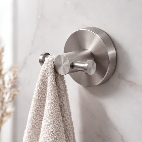 Porteserviettes double inox 316L satine resistant a la corrosion design moderne