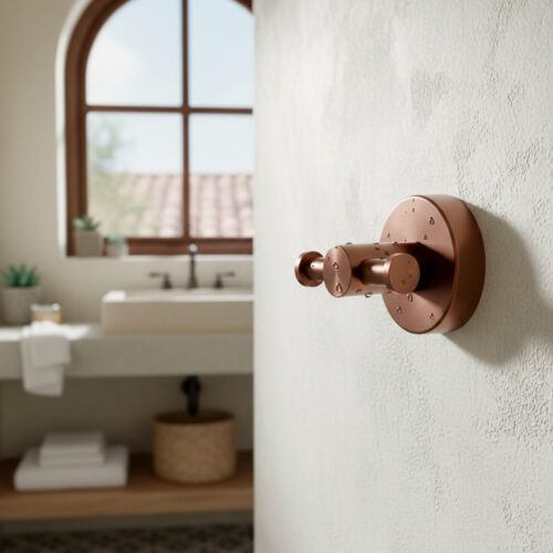 Gancio double pour serviettes en acier inox 316L finition or rose elegante