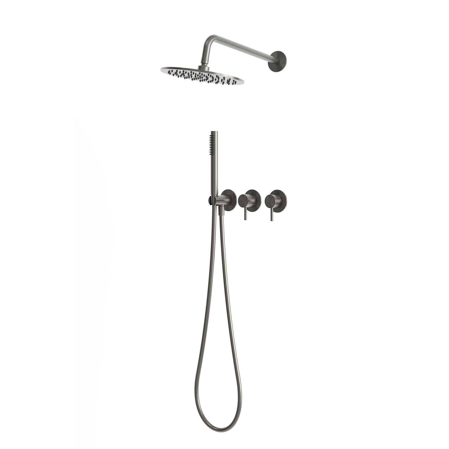 Kit encastre de douche murale eau froide 25 cm gun metal inox 316L – Image 2