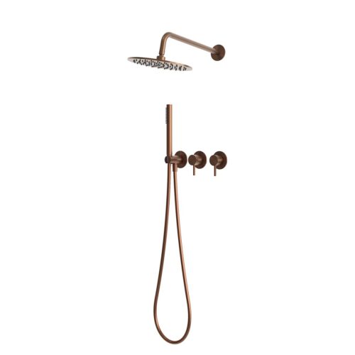 Kit douche encastre mural noiror rose 25 cm acier inox 316L
