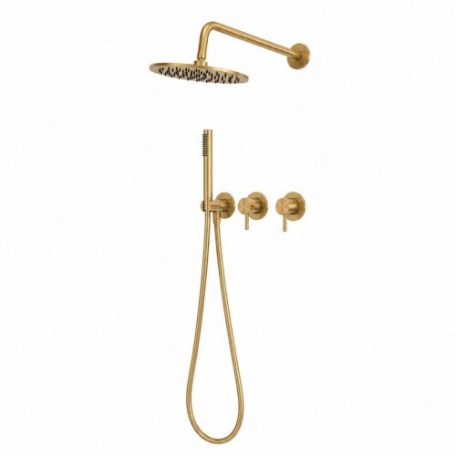Kit douche encastre mural 30 cm or acier inox 316L