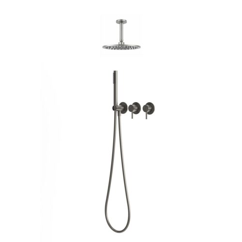 Kit douche encastrable mural 25 cm gris canon acier inox 316L