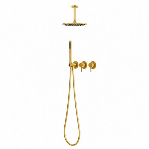 Kit douche plafond court 30 cm or acier inox 316L eau froide
