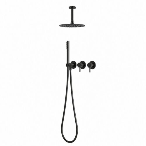 Kit de douche plafond court 25 cm noir en acier inoxydable 316L
