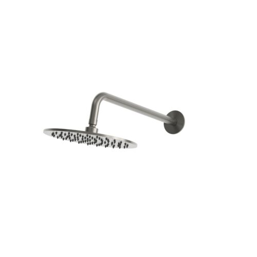 Kit douche mural inox 316L finition canne de fusil avec bras et pommeau 25 cm