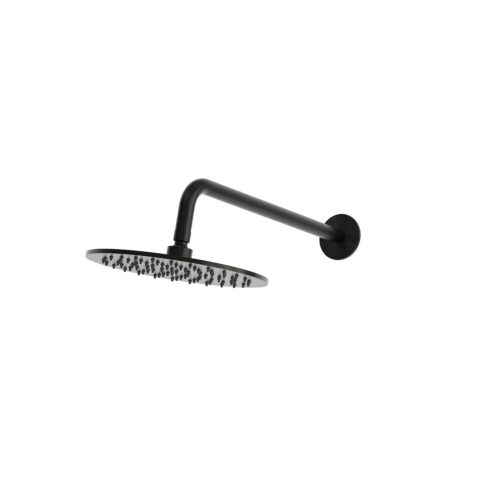 Kit bras et pommeau de douche mural noir en acier inox 316L 25 cm