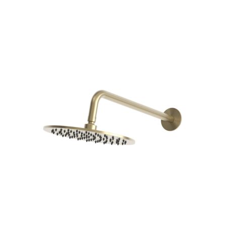Kit douche mural or acier inox 316L avec bras et pommeau plafond 25 cm