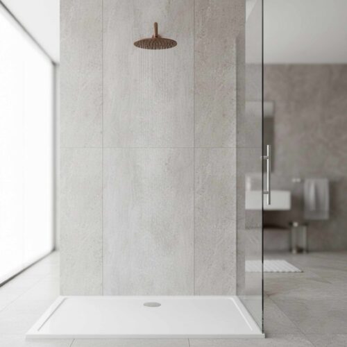Kit Douche Murale 30cm en Acier 316L Satine Finition Or Rose Resistant