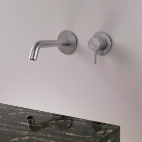Kit mitigeur mural en inox 316L satinee design elegant pour interieur et exterieur