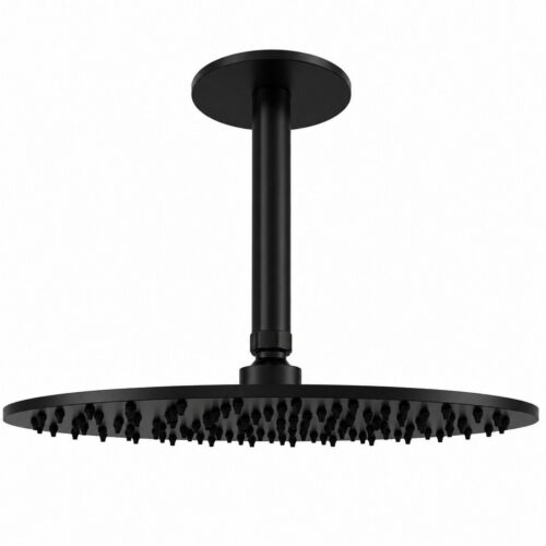 Kit bras de douche plafond noir 30 cm en acier inox 316L