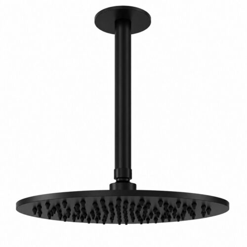 Kit bras de douche plafond noir 25 cm en acier inox 316L