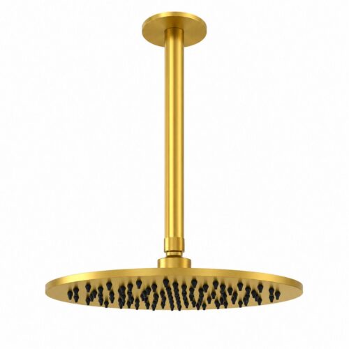 Kit bras de douche plafond 25 cm or acier inox 316L anticorrosion anticalcaire