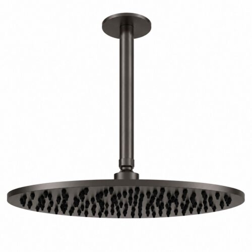 Kit douche plafond acier inox 316L inox satine douchette 30 cm bras long 24 cm
