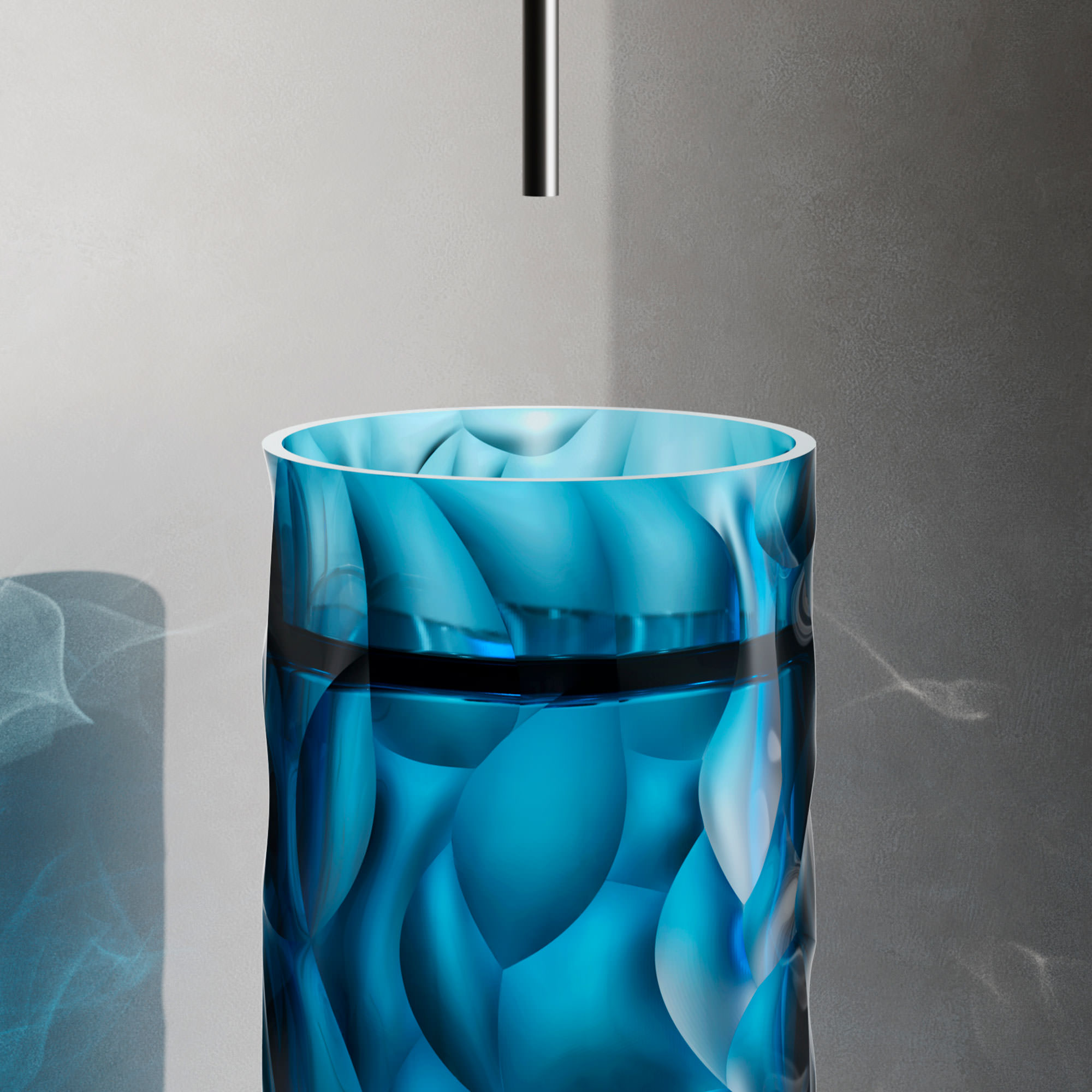 Lavabo autoportant bleu en resine transparente 90x45 cm pour interieur et exterieur – Image 3